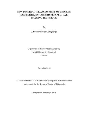 Non-destructive assessment of chicken egg fertility using hyperspectral imaging technique thumbnail