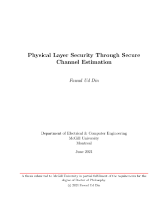 Physical layer security through secure channel estimation thumbnail