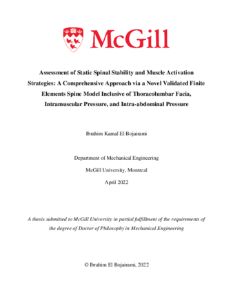 Assessment of static spinal stability and muscle activation strategies: a comprehensive approach via a novel validated finite elements spine model inclusive of thoracolumbar fascia, intramuscular pressure, and intra-abdominal pressure thumbnail
