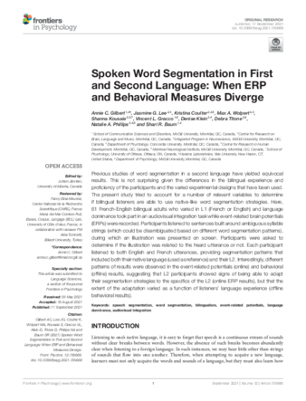 Spoken Word Segmentation in First and Second Language: When ERP and Behavioral Measures Diverge thumbnail