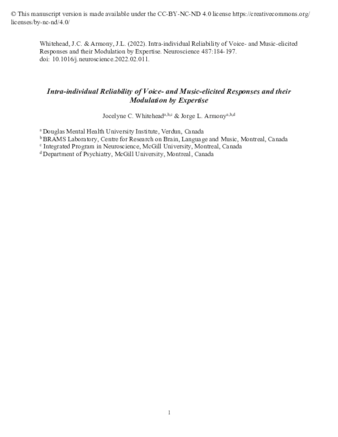 Intra-individual Reliability of Voice- and Music-elicited Responses and their Modulation by Expertise thumbnail