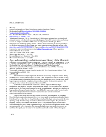 Age, sedimentology and deformation history of the Mesozoic Franciscan Accretionary Complex thumbnail