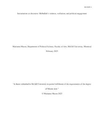 Sectarianism as discourse: Hizbullah’s violence, welfarism, and political engagement thumbnail