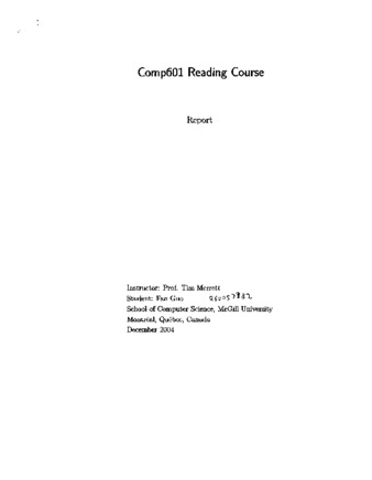 Comp601 Reading Course: Report thumbnail