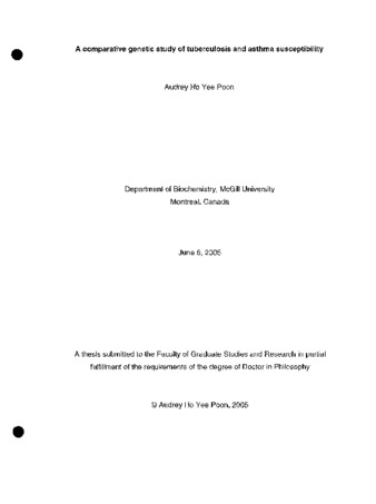 A comparative genetic study of tuberculosis and asthma susceptibility / thumbnail