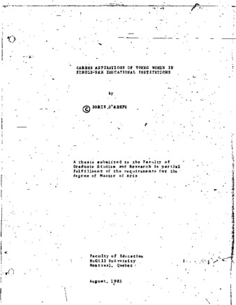 Career aspirations of young women in single-sex educational institutions thumbnail