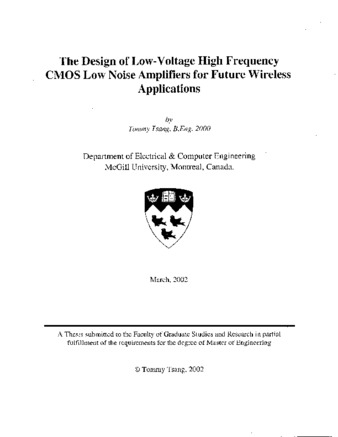 The design of low-voltage high frequency CMOS low noise amplifiers for future wireless applications / thumbnail