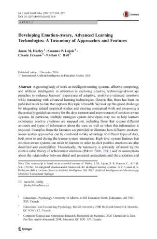 Developing Emotion-Aware, Advanced Learning Technologies: A Taxonomy of Approaches and Features thumbnail