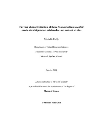 Further characterization of three Sinorhizobium meliloti succinate:ubiquinoneoxidoreductase mutant strains thumbnail