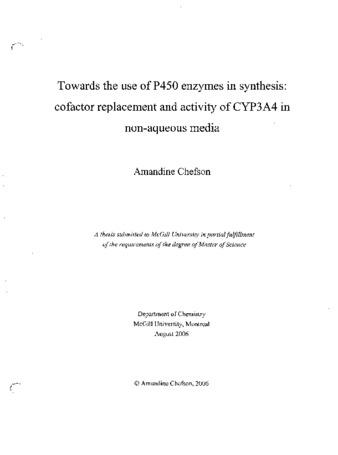 Towards the use of P450 enzymes in synthesis : cofactor replacement and activity of CYP3A4 in non-aqueous media thumbnail