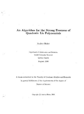 An algorithm for the strong freeness of quadratic lie polynomials / thumbnail