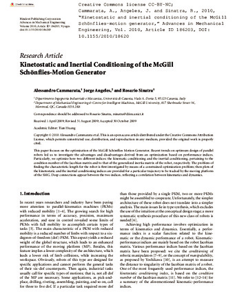 Kinetostatic and Inertial Conditioning of the McGill Schönflies-Motion Generator thumbnail