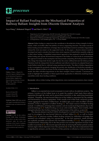 Impact of Ballast Fouling on the Mechanical Properties of Railway Ballast: Insights from Discrete Element Analysis thumbnail