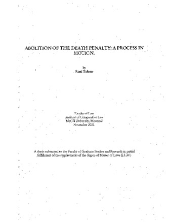 Thesis | Abolition of the death penalty : a process in motion | ID ...