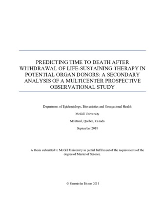 Predicting time to death after withdrawal of life-sustaining therapy in potential organ donors: a secondary analysis of a multicenter prospective observational study thumbnail