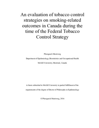 An evaluation of tobacco control strategies on smoking-related outcomes in Canada during the time of the federal tobacco control strategy thumbnail