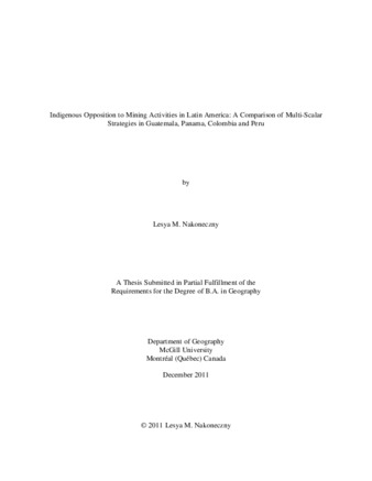 Indigenous Opposition to Mining Activities in Latin America: A Comparison of Multi-Scalar Strategies in Guatemala, Panama, Colombia and Peru thumbnail