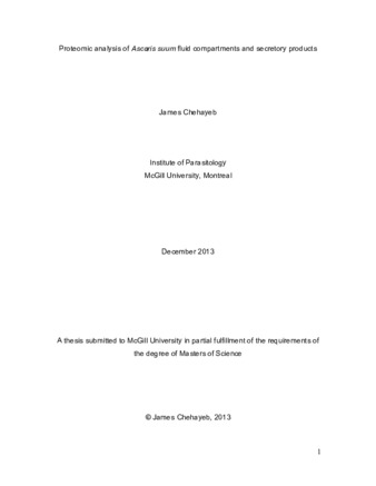 Proteomic analysis of «Ascaris suum» fluid compartments and secretory products thumbnail