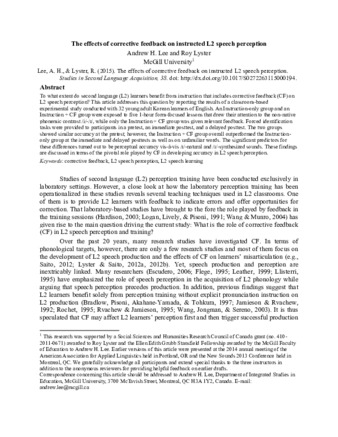The effects of corrective feedback on instructed L2 speech perception thumbnail