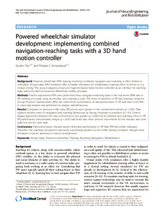 Powered wheelchair simulator development: implementing combined navigation-reaching tasks with a 3D hand motion controller thumbnail