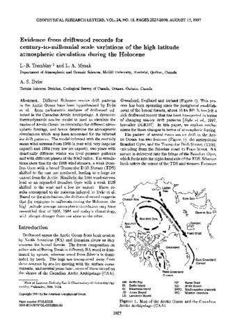 Evidence from driftwood records for century-to-millennial scale variations of the high latitude atmospheric circulation during the Holocene thumbnail