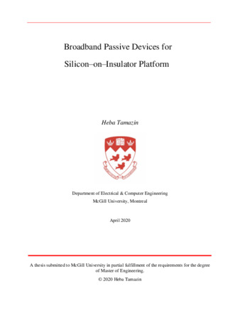 Broadband passive devices for  Silicon-on-Insulator platform thumbnail