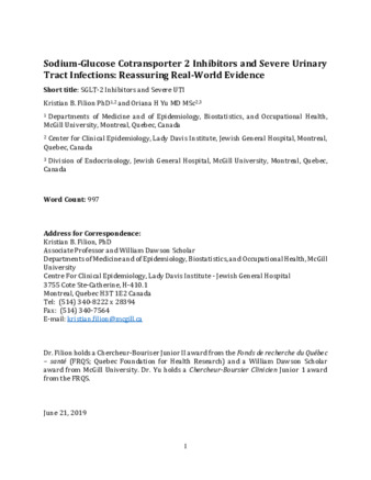 Sodium-Glucose Cotransporter 2 Inhibitors and Severe Urinary Tract Infections: Reassuring Real-World Evidence thumbnail