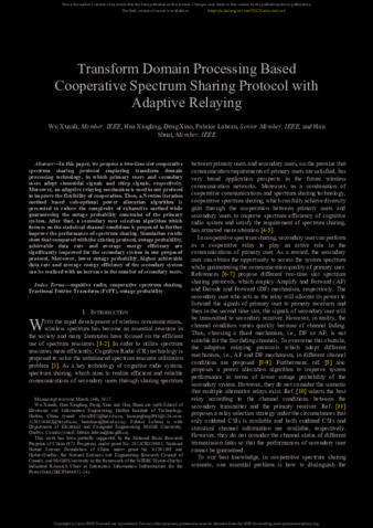 Transform Domain Processing-Based Cooperative Spectrum Sharing Protocol With Adaptive Relaying thumbnail