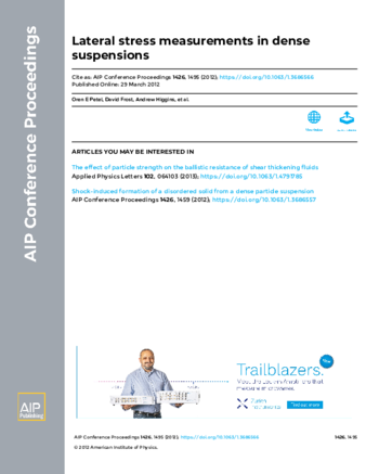Lateral stress measurements in dense suspensions thumbnail