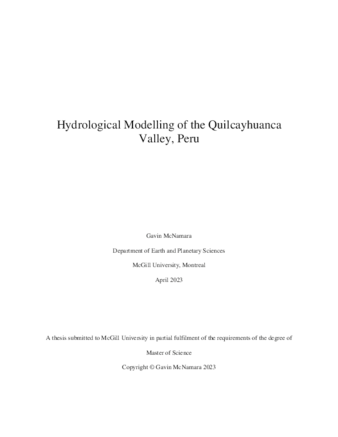 Glacio-hydrological modeling of Quilcayhuanca valley, Peru. thumbnail