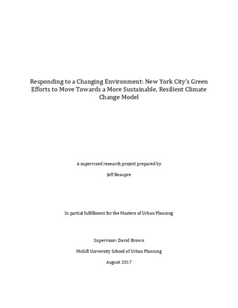 Responding to a Changing Environment: New York City’s Green Efforts to Move Towards a More Sustainable, Resilient Climate Change Model thumbnail