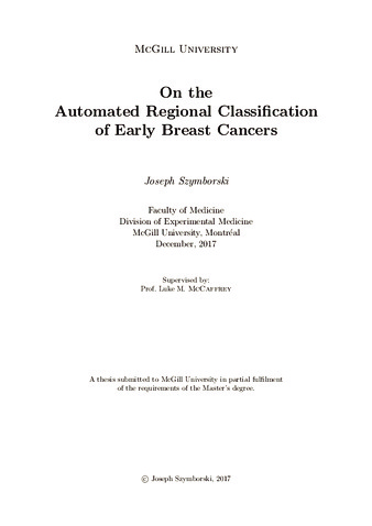 On the automated regional classification of early breast cancers thumbnail