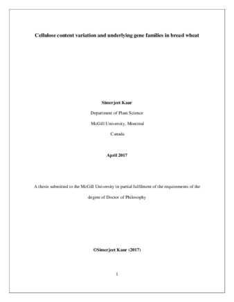 Cellulose content variation and underlying gene families in bread wheat thumbnail