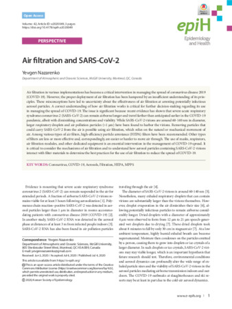 Air filtration and SARS-CoV-2 thumbnail