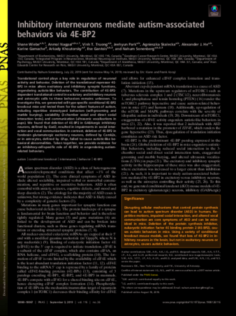 Inhibitory interneurons mediate autism-associated behaviors via 4E-BP2 thumbnail