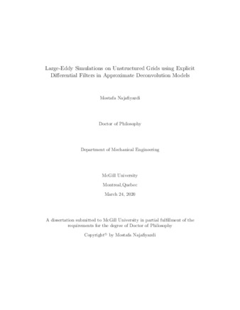 Large-Eddy simulations on unstructured grids using explicit differential filters in approximate deconvolution models thumbnail