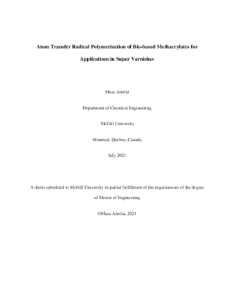 ATRP of Bio-based methacrylates for applications in super varnishes thumbnail