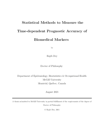 Statistical methods to measure the time-dependent prognostic accuracy of biomedical markers thumbnail