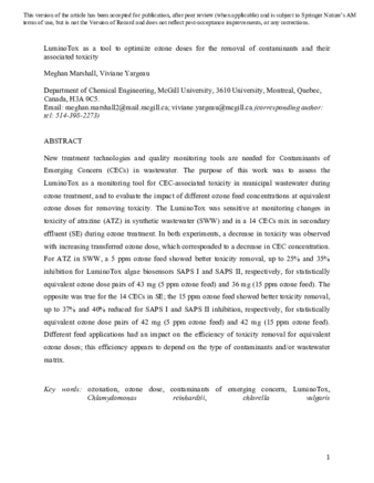 Impact of Suspended Solids on the Use of LuminoTox to Detect Toxicity of Micropollutants thumbnail