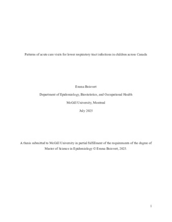 Patterns of acute care visits for lower respiratory tract infections in children across Canada thumbnail