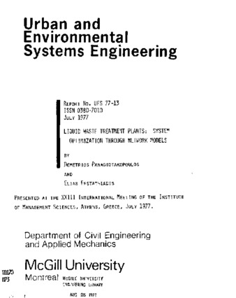 Liquid waste treatment plants: system optimization through network models thumbnail