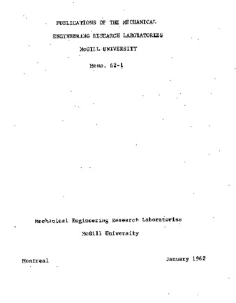 Publications of the Mechanical Engineering Research Laboratories McGill University thumbnail