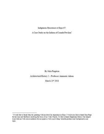 Indigenous Resistance at Expo 67: A Case Study on the Indians of Canada Pavilion thumbnail