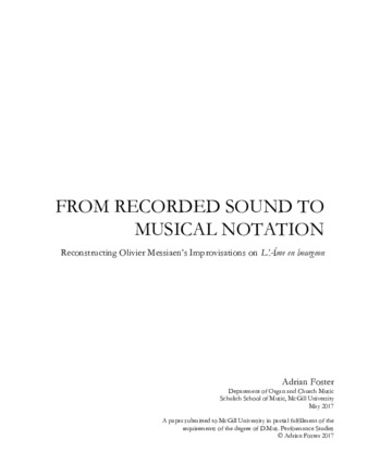 From recorded sound to musical notation : reconstructing Olivier Messiaen’s improvisations on L’Âme en bourgeon thumbnail