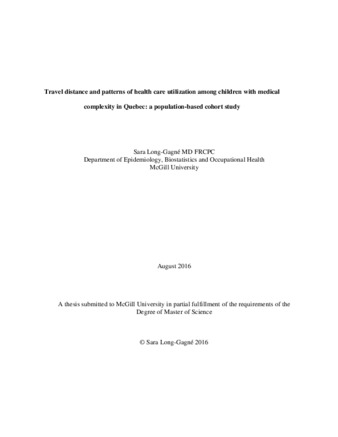 Travel distance and patterns of health care utilization among children with medical complexity in Quebec, Canada: a population-based cohort study thumbnail