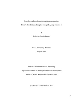 Transferring knowledge through translanguaging: the art of multilingualizing the foreign language classroom thumbnail