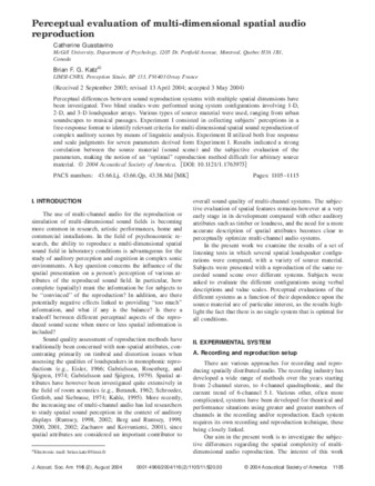 Perceptual evaluation of multi-dimensional spatial audio reproduction thumbnail