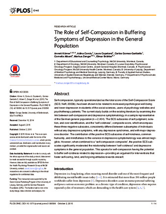 The Role of Self-Compassion in Buffering Symptoms of Depression in the General Population thumbnail