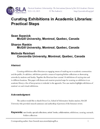 Curating exhibitions in academic libraries: Practical steps thumbnail