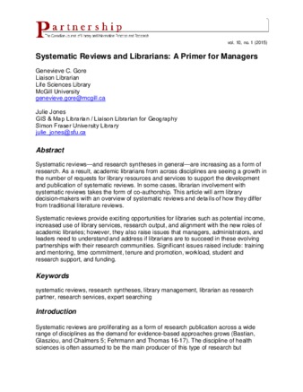 Systematic reviews and librarians: a primer for managers thumbnail